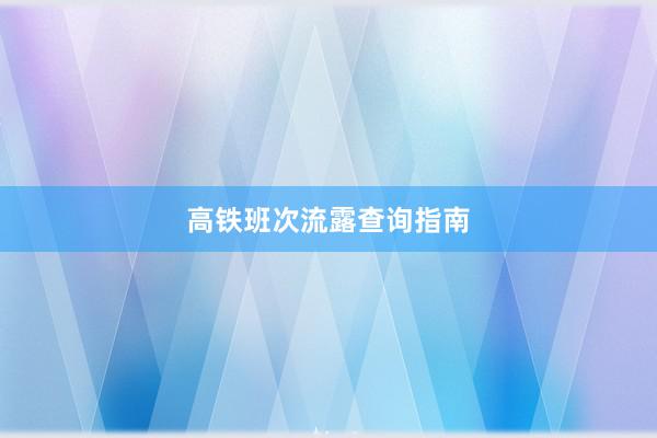高铁班次流露查询指南